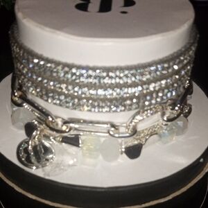 Elegant Silver Crystal Bracelet Set